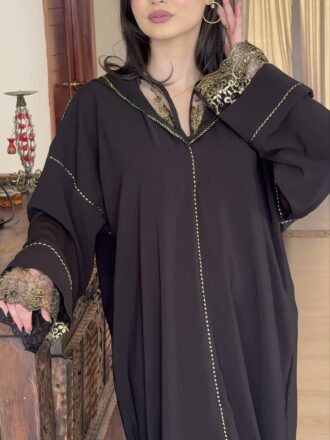 Jellaba noir  dentela